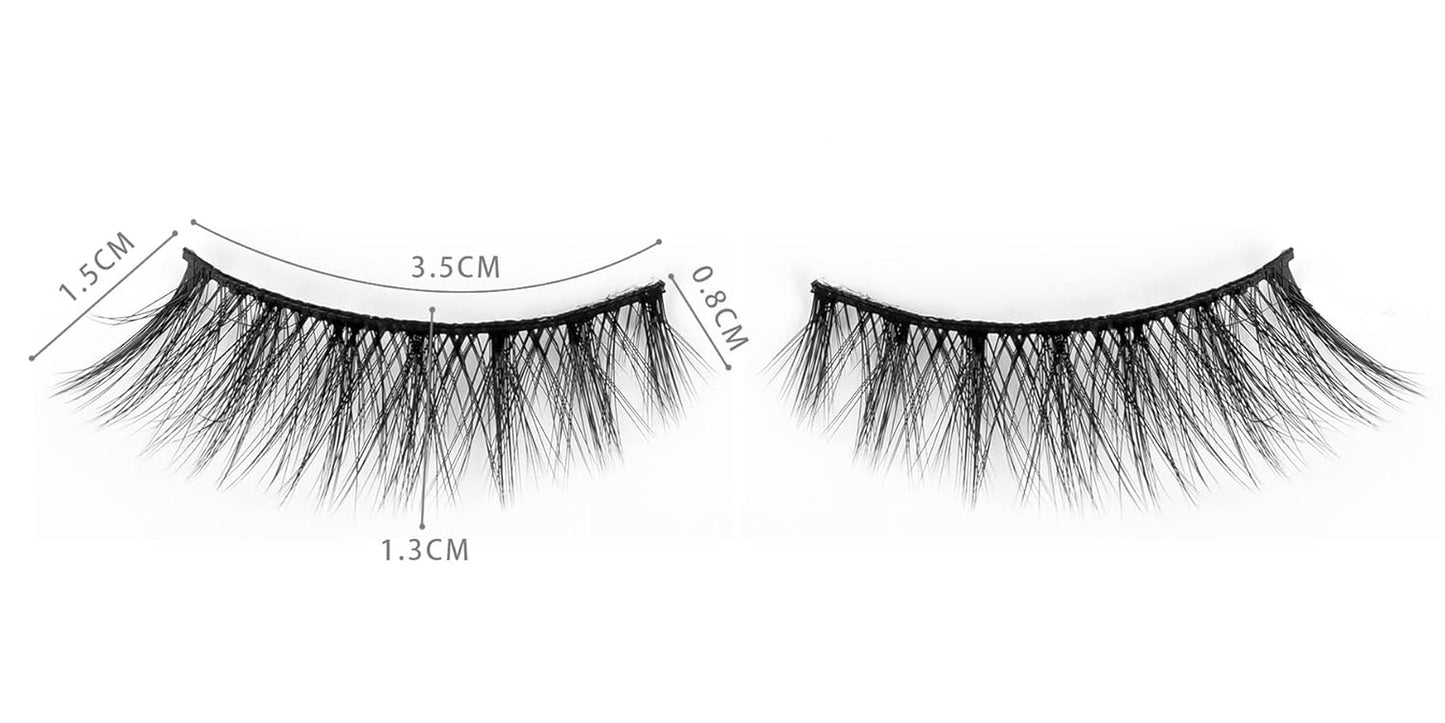 Lashes Cat Eye Lashes False Eyelashes Faux Mink Wispy Lashes 3D Cross Fluffy Eyelashes 14 Pairs Multipack (Long)