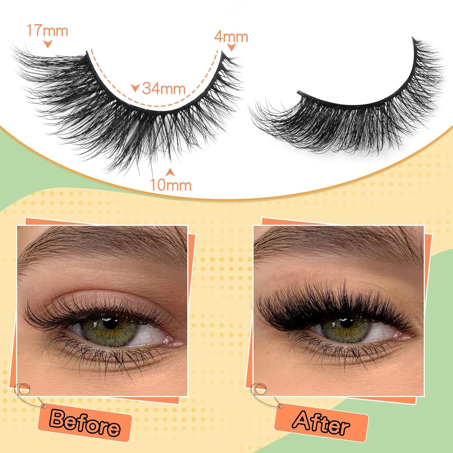 Natural Lashes Cat Eye False Eyelashes Wispy Mink Lashes That Look like Extensions Fox Eye Lashes 9 Pairs by