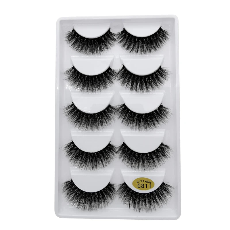Sexy 5 Pairs Mink Eyelashes 3D Faux Lashes Thick Crisscross Makeup False Eyelash Extension Natural Volume Soft Eye Lashes G800