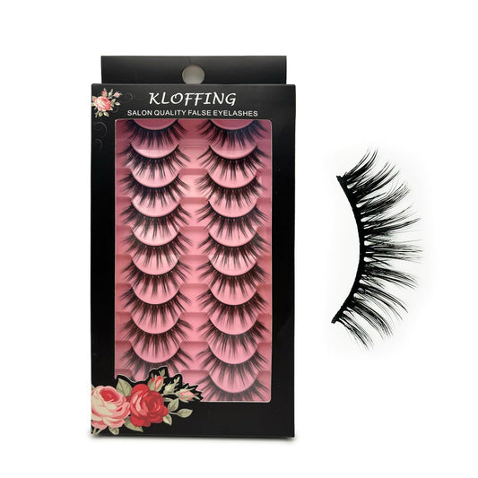 Eyelashes Natural Look Faux Mink Lashes Pack Handmade Fluffy False Eyelashes 3D Volume Eyelash 10 Pairs Eye Lashes (11-16MM Wispy Cat Eye 77)