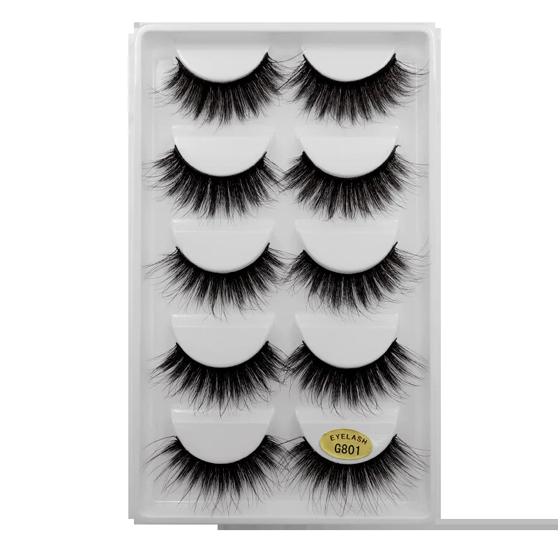 Sexy 5 Pairs Mink Eyelashes 3D Faux Lashes Thick Crisscross Makeup False Eyelash Extension Natural Volume Soft Eye Lashes G800