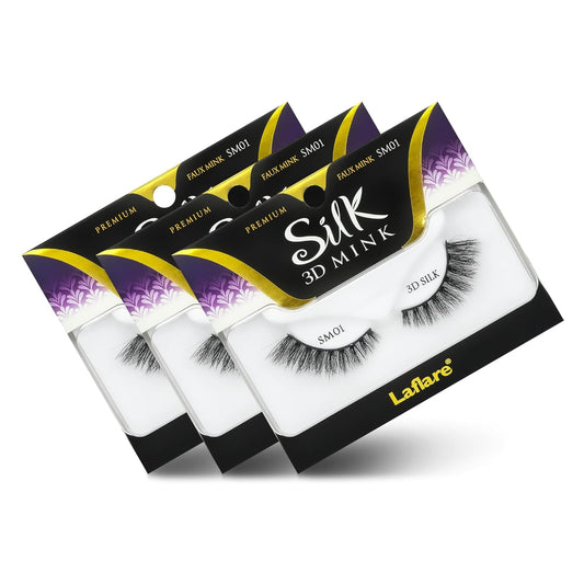 Silk Mink 3D False Eyelashes Light, Fluffy Natural Looking False Lashes, Wispy Lashes. 3PK… (SM01)