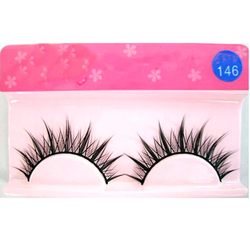 Natural Long Cosplay Makeup Cross Strip False Eyelashes Black Eye Lashes 1Pair