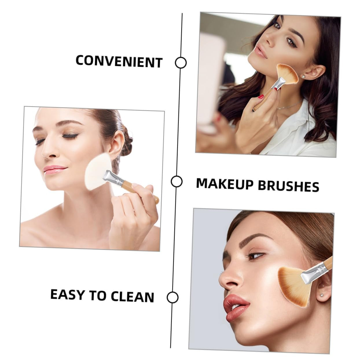 Blush Brush Set for Highlighter and Nose Shadow 4Pcs Dual-Ended Makeup Brush Large Fan Shape Soft and Gentle on Skin