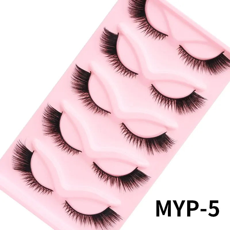 Cat Eye Lashes 10Pairs False Eyelashes Natural Eyelashes Anime Winged Clear Band Lashes Fake Eyelash Manga Lashes Makeup