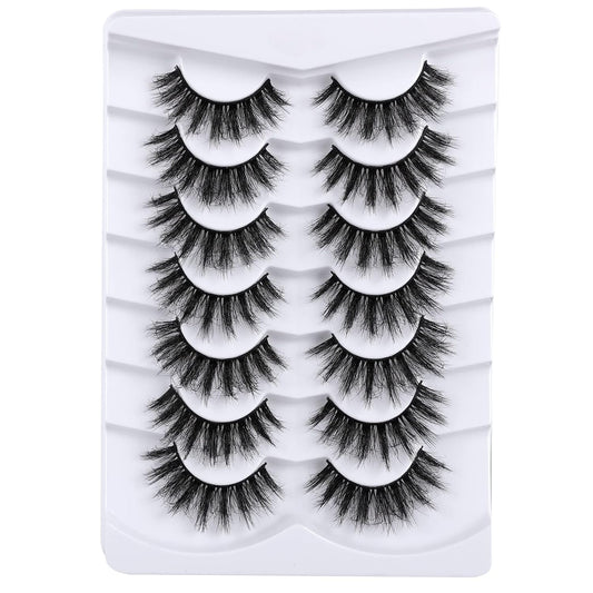 Lashes Eyelashes 8D Fluffy False Eyelashes Wispy Faux Mink Lashes Light Weight Fake Eyelashes Cat Eye Lashes 7 Pairs Pack