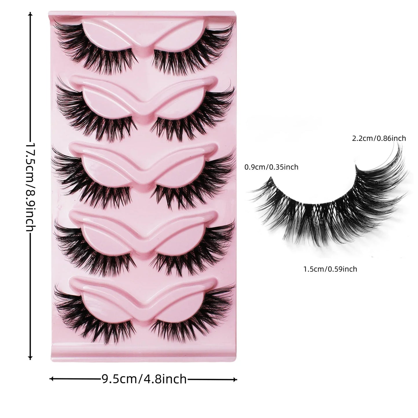 5 Pairs Cat Eye Lashes False Eyelashes Winged End Eye Elongated Eyelashes Fake Lashes Soft Natural Long Full Strip Lashes