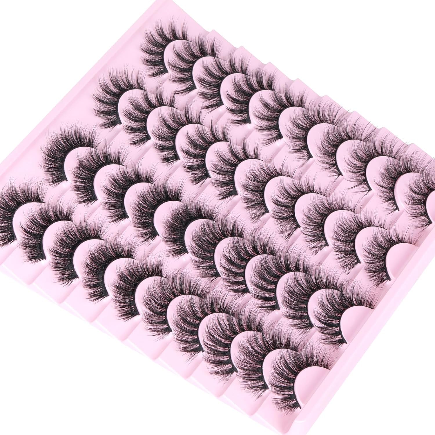 20 Pairs Natural Lashes Wispy False Eyelashes 15-17MM Lashes Natural Look 3D Cat Eye Eyelashes That Look like Extensions, 4 Styles Mixed