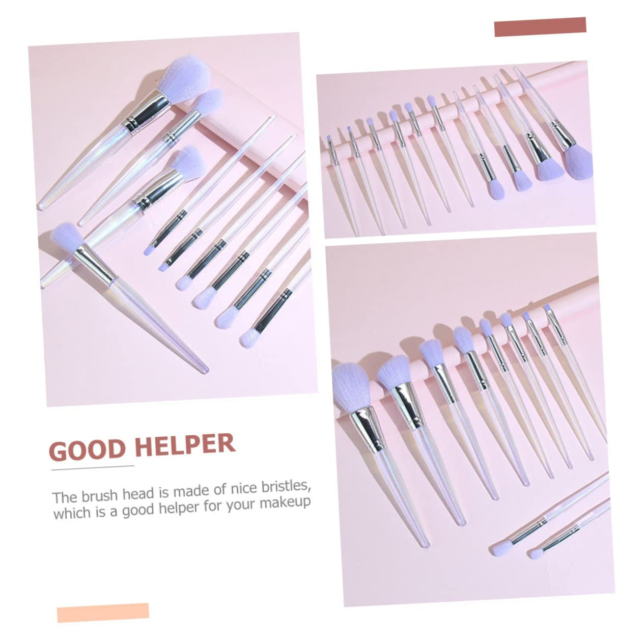 Complete Women'S Makeup Brush Set 10Pcs Amethyst Makeup Brushes for Daily Use Travel and Professional Application