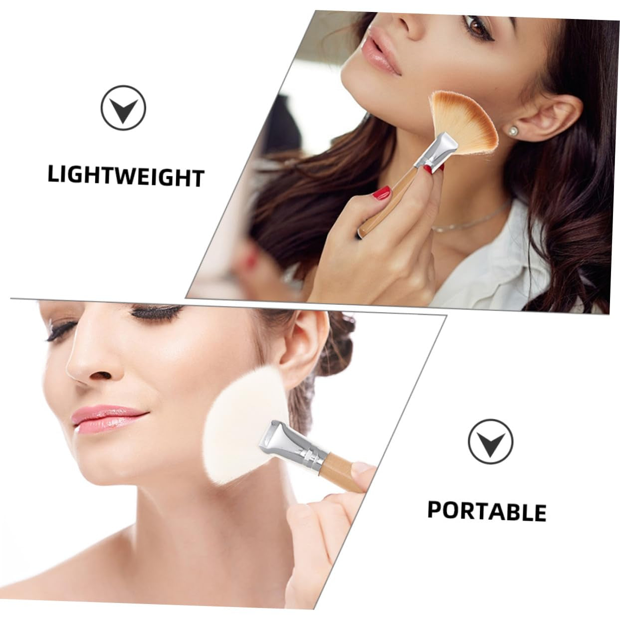 Blush Brush Set for Highlighter and Nose Shadow 4Pcs Dual-Ended Makeup Brush Large Fan Shape Soft and Gentle on Skin