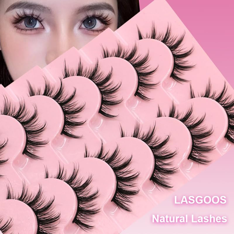 MANGA Lashes False Eyelashes Cosplay Lashes Natural Look Faux Mink 3D Fluffy Eye Lashes Cotton Band Soft Reusable Look like Extensions 10 Pairs 13Mm Cross Lashes Pack