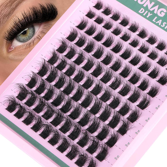 200D Cluster Eyelash Extensions Fluffy Lash Clusters DD Curl Wispy Individual Lashes Clusters Thick Eyelash Clusters 12-18Mm DIY Eyelashes Extension by