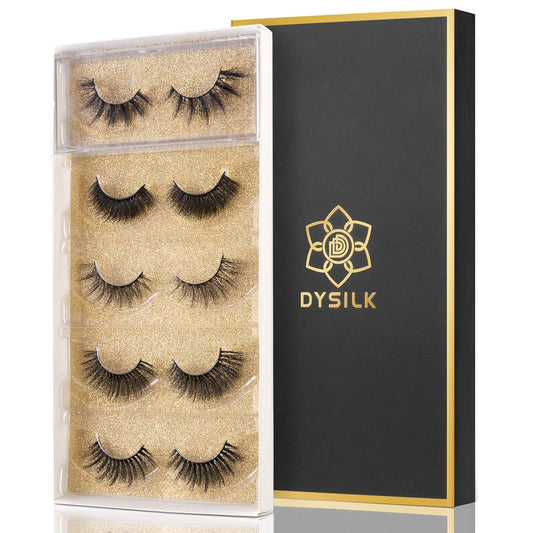 False Eyelashes Fake Lashes - Eyelashes Natural Look 5 Pairs 6D Lashes Mink Eyelashes 5 Styles Mixed Fluffy Lashes Reusable Fake Eyelashes Wispy Mink Lash Natural Look| 15Mm-18Mm