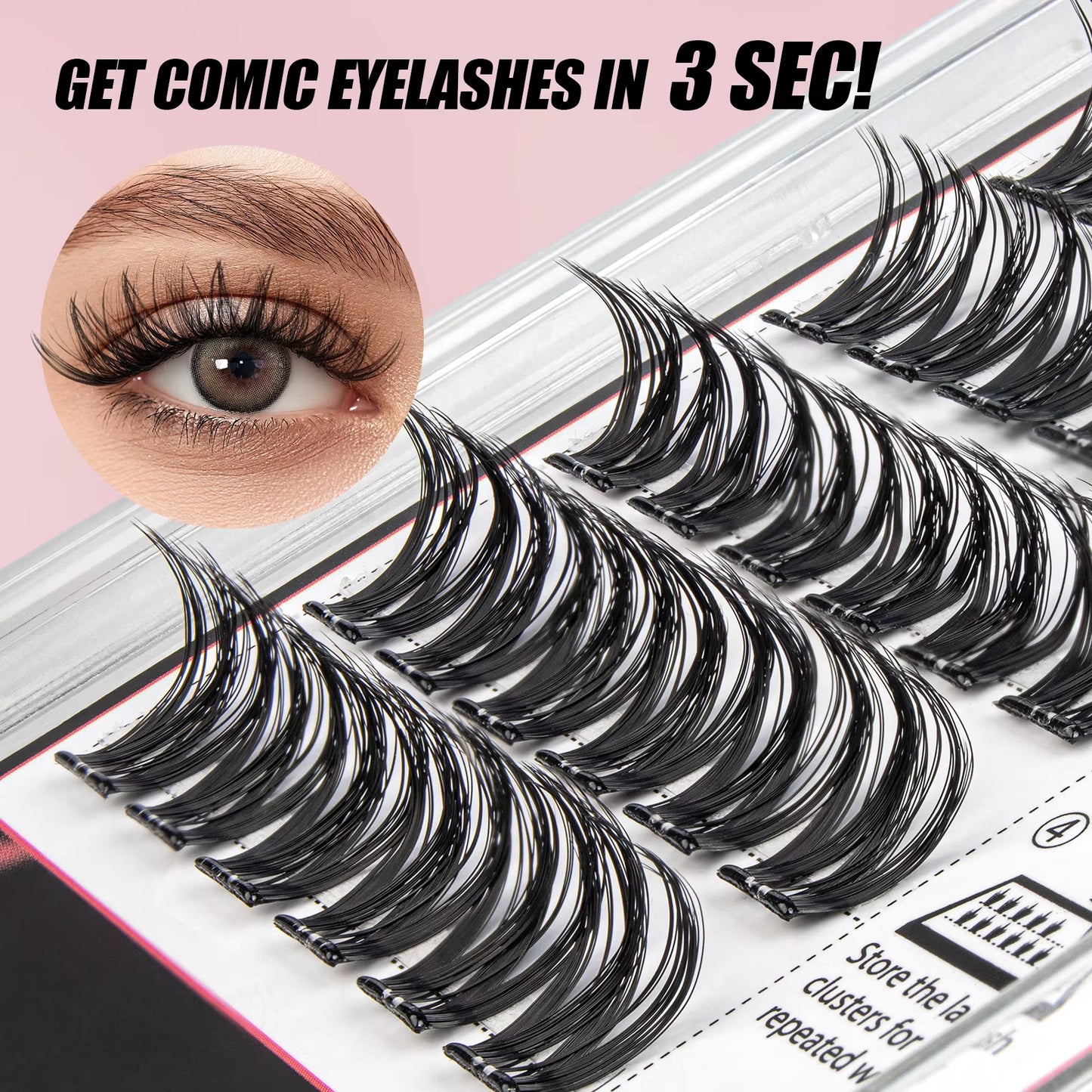 Self Adhesive Cluster Lashes Press on No Glue Needed Segmented Eyelashes Reusable DIY Individual Eyelash Extension