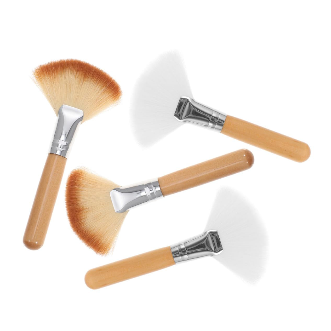 Blush Brush Set for Highlighter and Nose Shadow 4Pcs Dual-Ended Makeup Brush Large Fan Shape Soft and Gentle on Skin