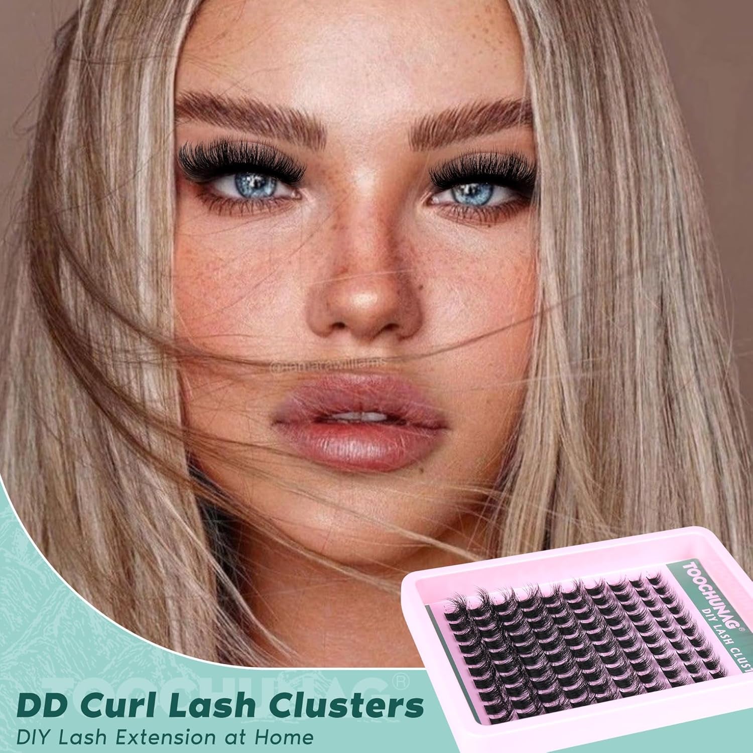 200D Cluster Eyelash Extensions Fluffy Lash Clusters DD Curl Wispy Individual Lashes Clusters Thick Eyelash Clusters 12-18Mm DIY Eyelashes Extension by