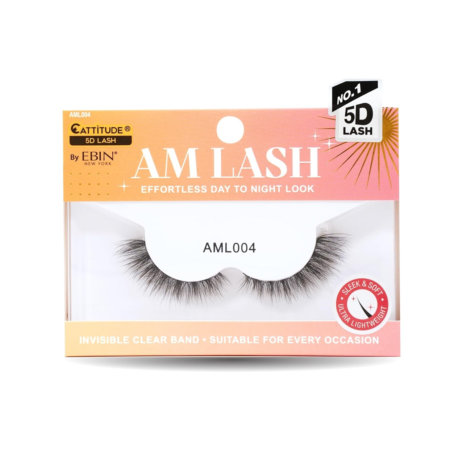 CATTITUDE 5D AM/PM False Eyelashes - Flare Volume Style, Soft Faux Mink & Ultra Lightweight, Invisible Clear Band, Easy to Apply, Reusable, Natural Everyday Look, Cruelty Free