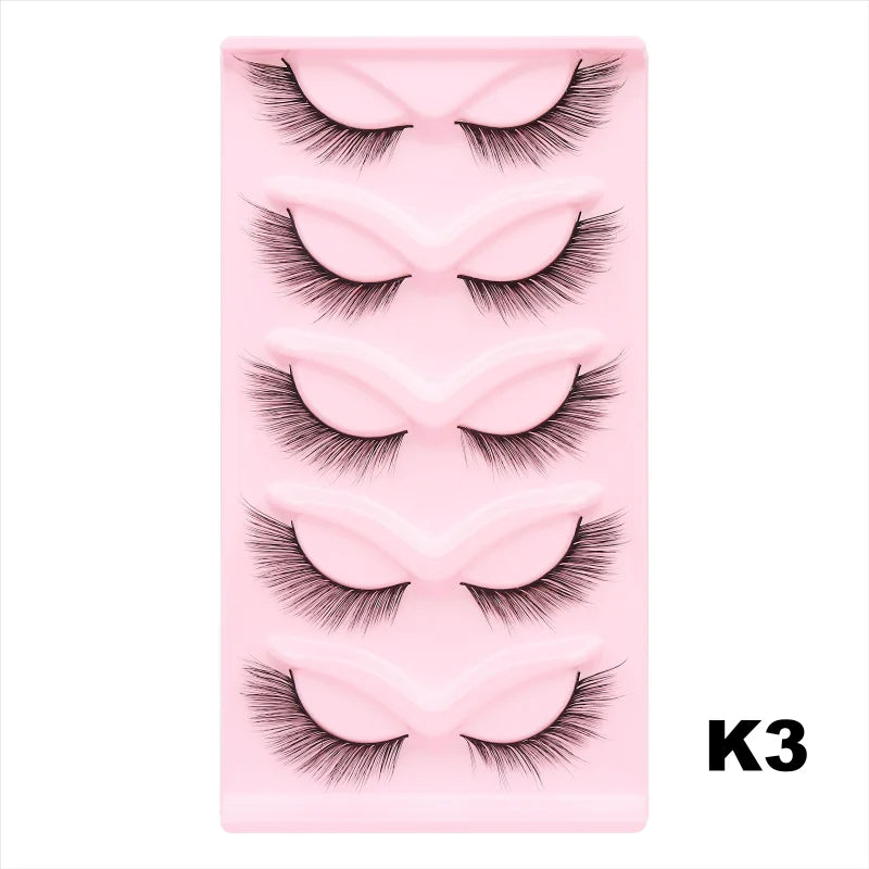 Cat Eye Lashes 10Pairs False Eyelashes Natural Eyelashes Anime Winged Clear Band Lashes Fake Eyelash Manga Lashes Makeup