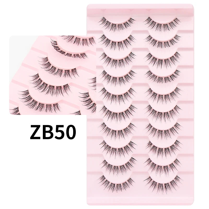Cat Eye Lashes 10Pairs False Eyelashes Natural Eyelashes Anime Winged Clear Band Lashes Fake Eyelash Manga Lashes Makeup