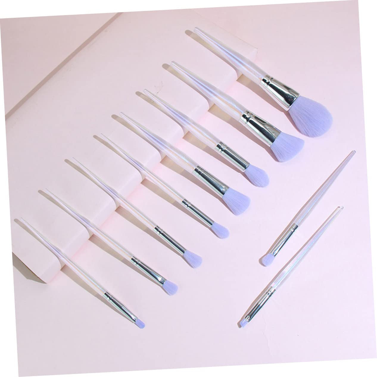 Complete Women'S Makeup Brush Set 10Pcs Amethyst Makeup Brushes for Daily Use Travel and Professional Application