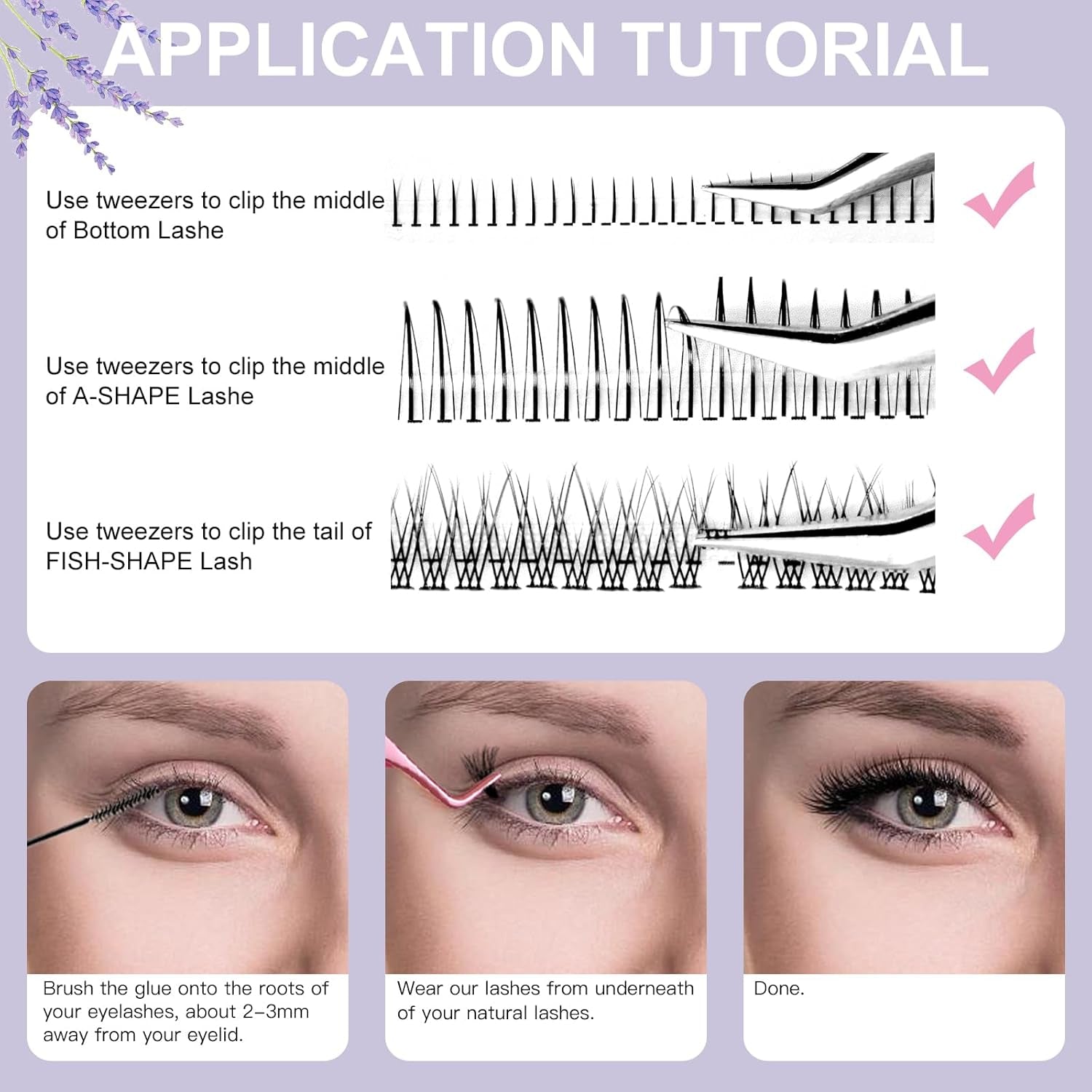 Bluesmurfs Individual False Lash DIY Eyelash Extensions 348 Clusters Lashes CD Curl Long Lashes Volume Individual Lashes Mixed Tray Faux Mink Fake Eyelashes Top Bottom Lashes DIY at Home (6-15Mm MIX)