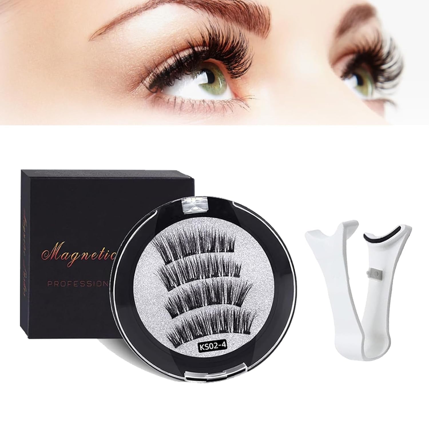 Magnetic Eyelashes Kit, Natural Cat Eye Lashes With, Reusable Magnetic Eyelashes,No Glue Needed Eyelashes with Magnets, Easy to Wear and Remove for All-Day Comfort (Fuller)