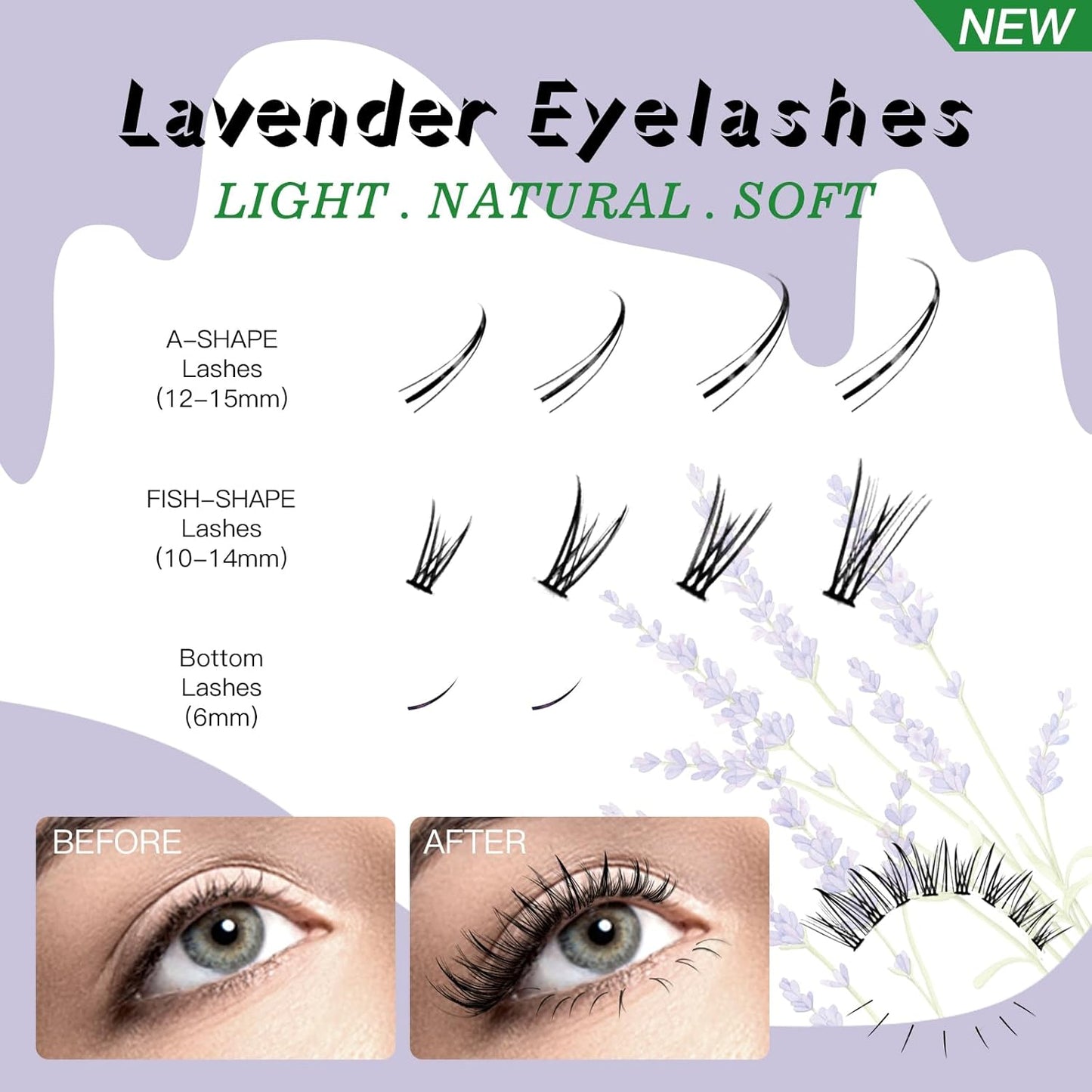 Bluesmurfs Individual False Lash DIY Eyelash Extensions 348 Clusters Lashes CD Curl Long Lashes Volume Individual Lashes Mixed Tray Faux Mink Fake Eyelashes Top Bottom Lashes DIY at Home (6-15Mm MIX)