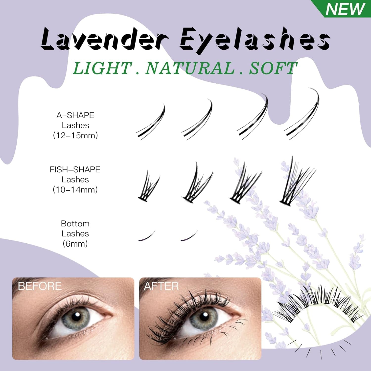 Bluesmurfs Individual False Lash DIY Eyelash Extensions 348 Clusters Lashes CD Curl Long Lashes Volume Individual Lashes Mixed Tray Faux Mink Fake Eyelashes Top Bottom Lashes DIY at Home (6-15Mm MIX)