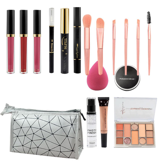 Professional Makeup Kit | Makeup Kit Women | Full Kit Makeup | Makeup Bundle Women, Complete Makeup Set, Eyeshadow Lipstick Kit, Makeup Storage Bag Set, Mirrored Makeup Bundle, Cosmetic Bundle Women