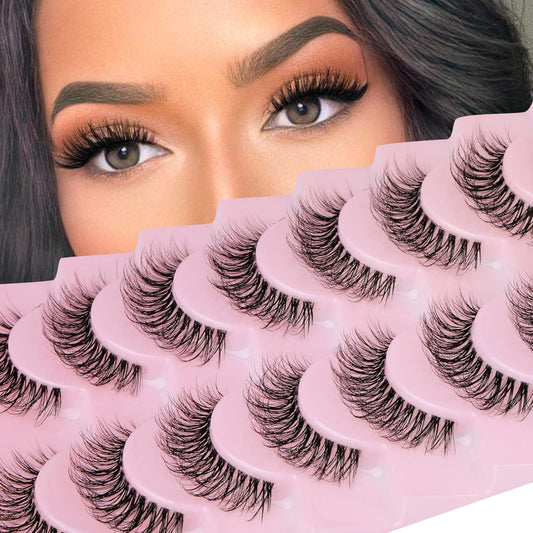 Natural Look Wispy False Eyelashes 15Mm Short Clear Band Fake Eye Lashes Lightweight Volume Strip Lashes Multipack