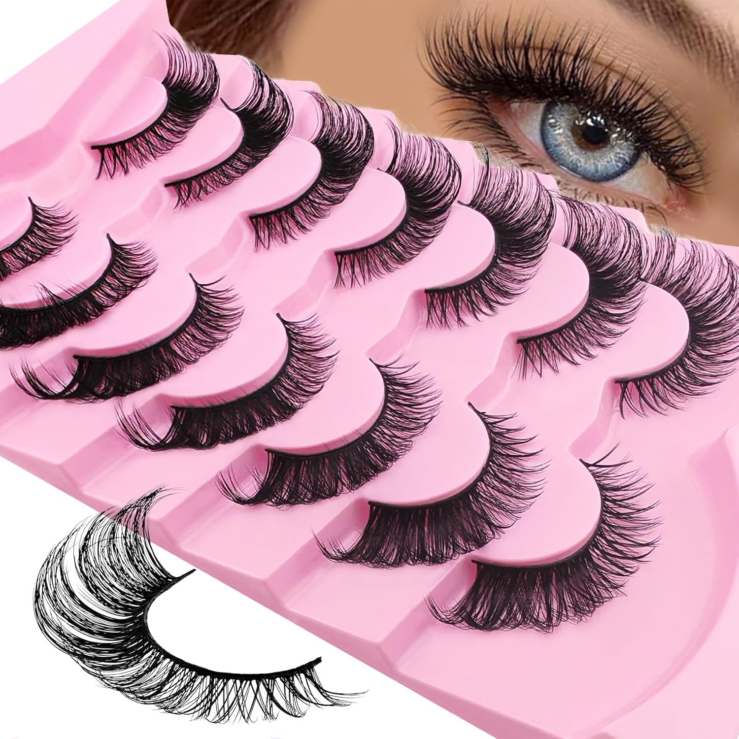 7 Pairs Fox Eye Lashes Flu-Ffy 20Mm Cat-Eye Lashes Curly Volume Eyelashes Faux Mink Lashes That Look like Extensions Lashes Wispy False Eyelashes Natural Look(Fox-16)