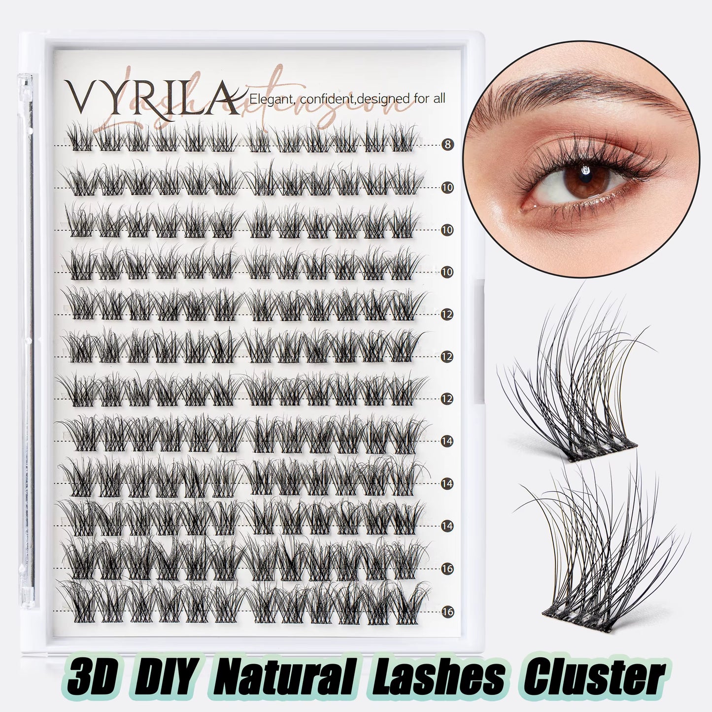 Individual Lashes Cluster C Curl Mix Lash Clusters 3D Wispy DIY Eyelash Extension 0.1Mm Super Thin Band Resuable Natural Lashes