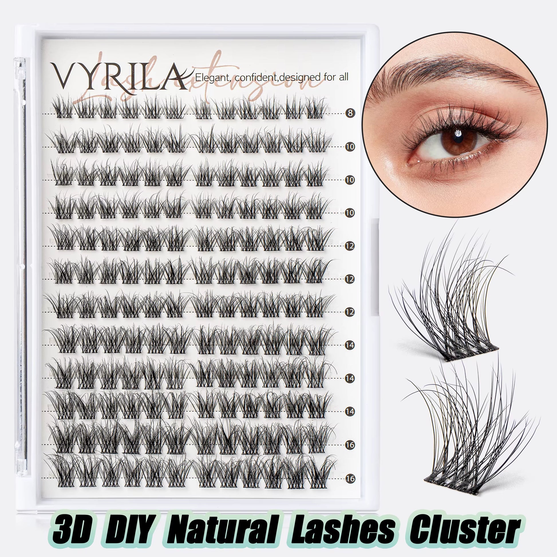 Individual Lashes Cluster C Curl Mix Lash Clusters 3D Wispy DIY Eyelash Extension 0.1Mm Super Thin Band Resuable Natural Lashes