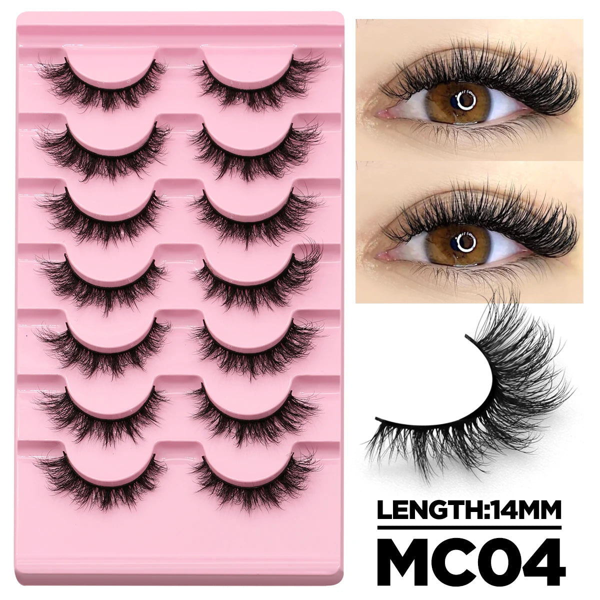 Cat Eye Lashes Fluffy Faux Mink Eyelashes Soft Cross Wispy Natural Winged End Eye Elongated Eyelashes Natural Lashes