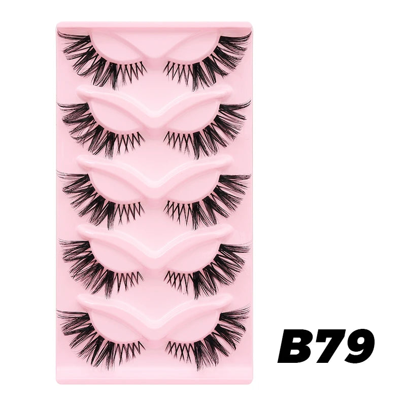 Cat Eye Lashes 10Pairs False Eyelashes Natural Eyelashes Anime Winged Clear Band Lashes Fake Eyelash Manga Lashes Makeup