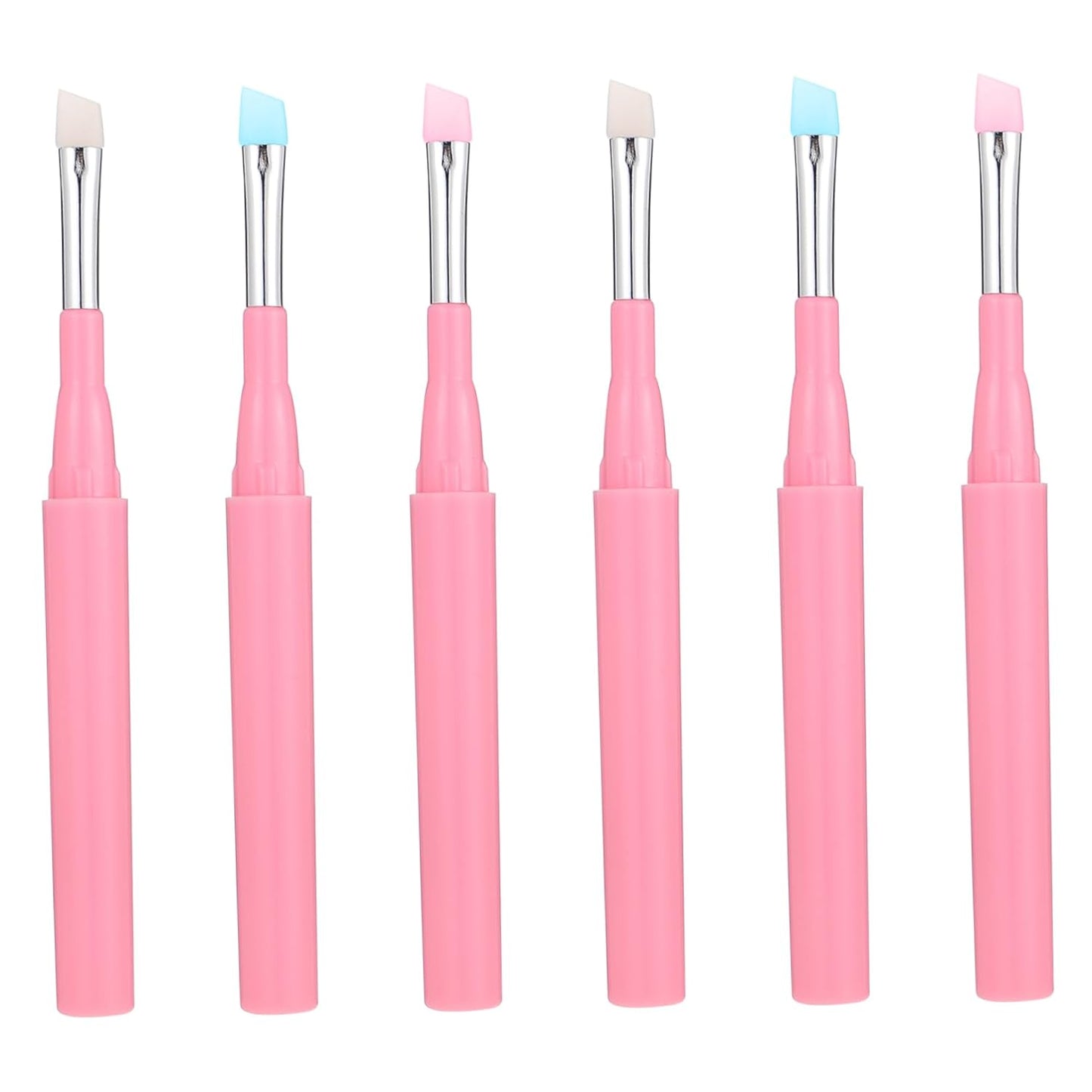 6Pcs Multi-Use Silicone Makeup Brushes Eyebrow Lip Eye Applicators for Daily Makeup Comfortable Handle Design for Professionals and Enthusiasts
