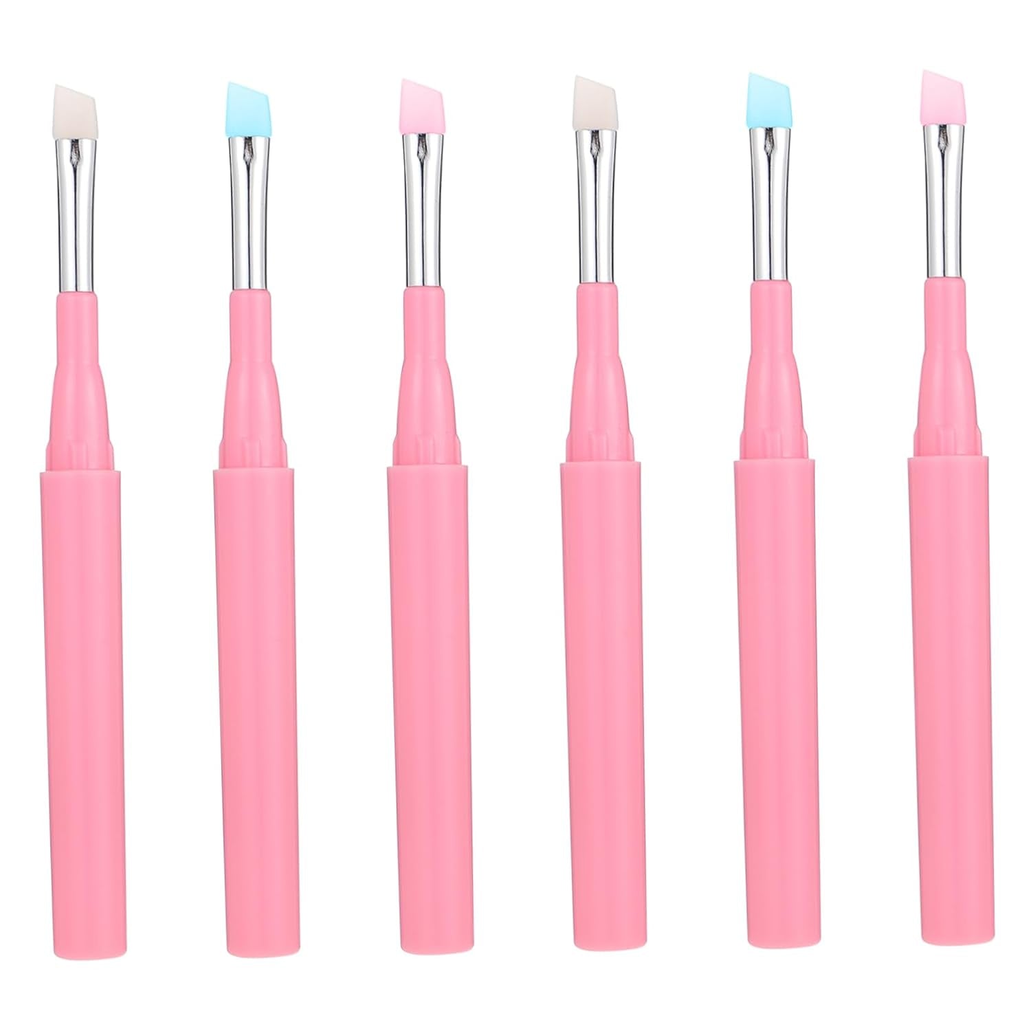 6Pcs Multi-Use Silicone Makeup Brushes Eyebrow Lip Eye Applicators for Daily Makeup Comfortable Handle Design for Professionals and Enthusiasts