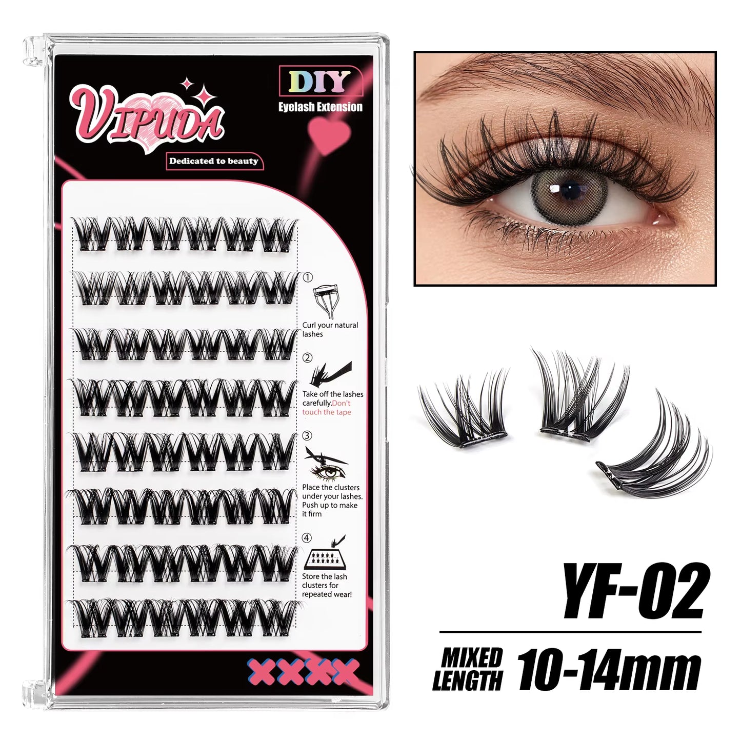 Self Adhesive Cluster Lashes Press on No Glue Needed Segmented Eyelashes Reusable DIY Individual Eyelash Extension