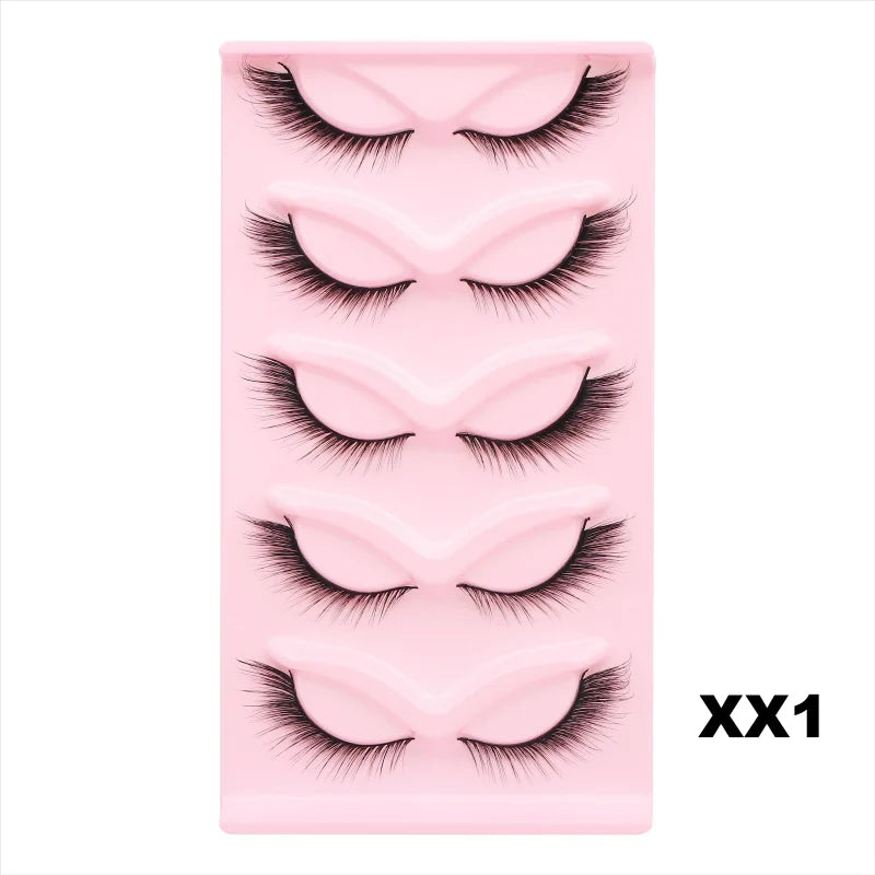 Cat Eye Lashes 10Pairs False Eyelashes Natural Eyelashes Anime Winged Clear Band Lashes Fake Eyelash Manga Lashes Makeup