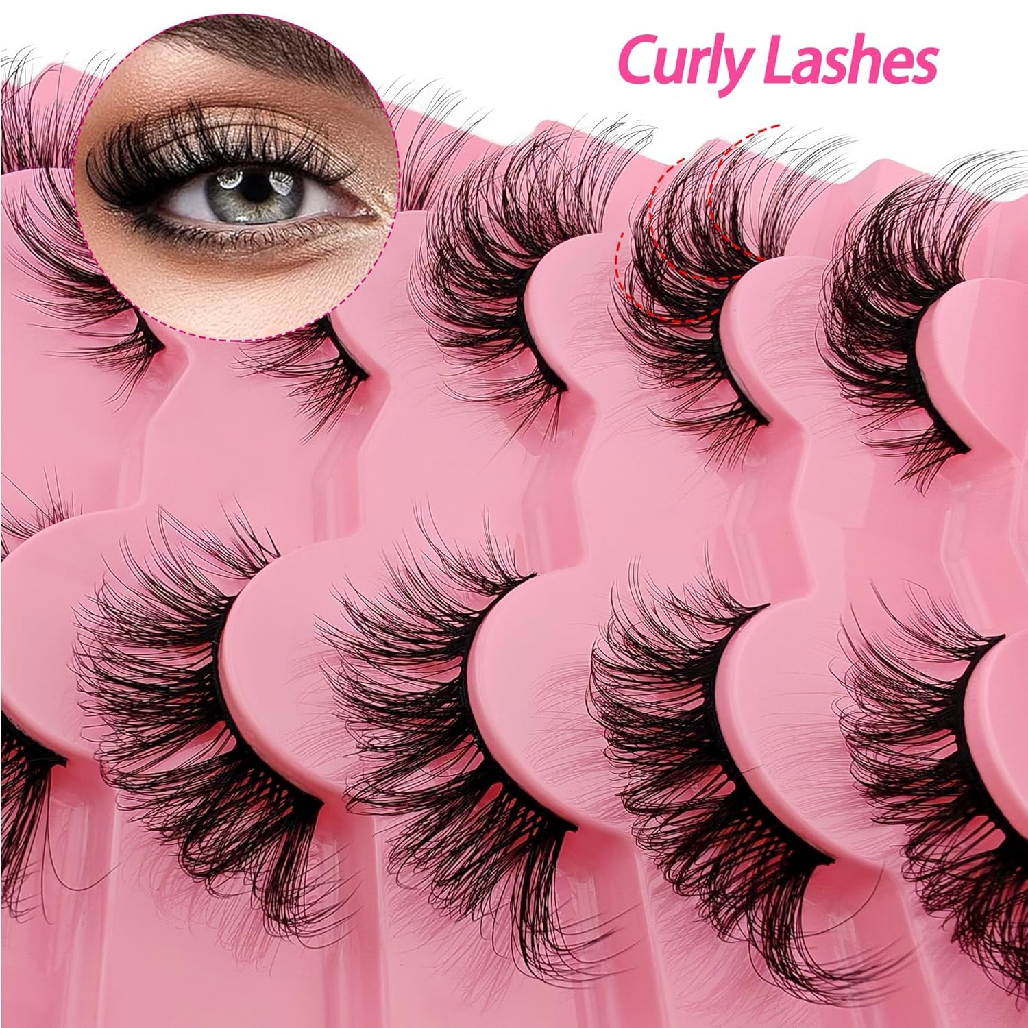 Fox Eye Lashes Flu-Ffy 22Mm Cat-Eye Lashes Curly Volume Eyelashes Faux Mink Lashes That Look like Extensions Lashes Wispy False Eyelashes Natural Look 7 Pairs Pack(Fxd2)