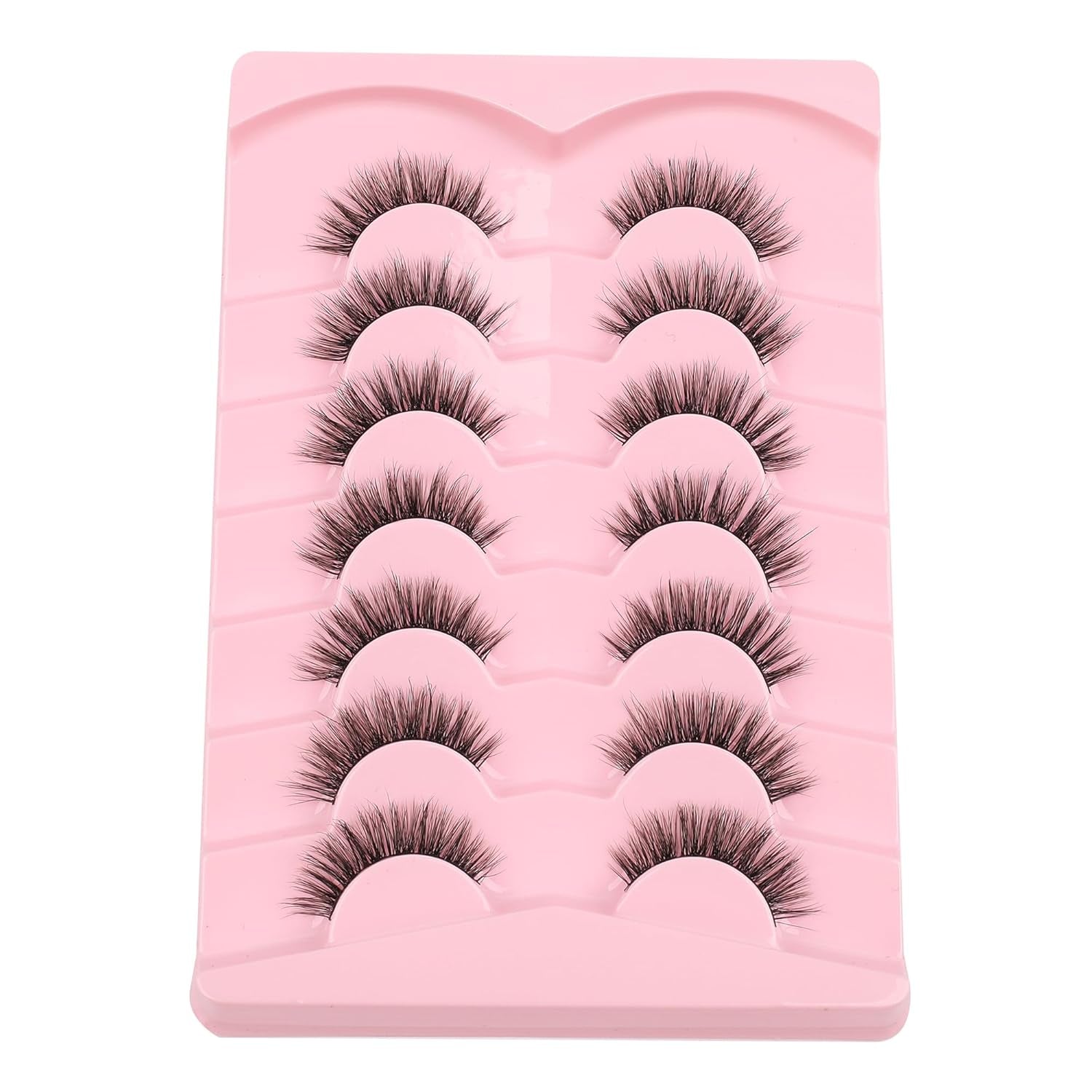 Lashes False Eyelashes 13MM Wispy Lashes Pack Fluffy Lash Strip Eyelashes with Thin Band C Curl Natural Lashes Fake Eyelash 7 Pair
