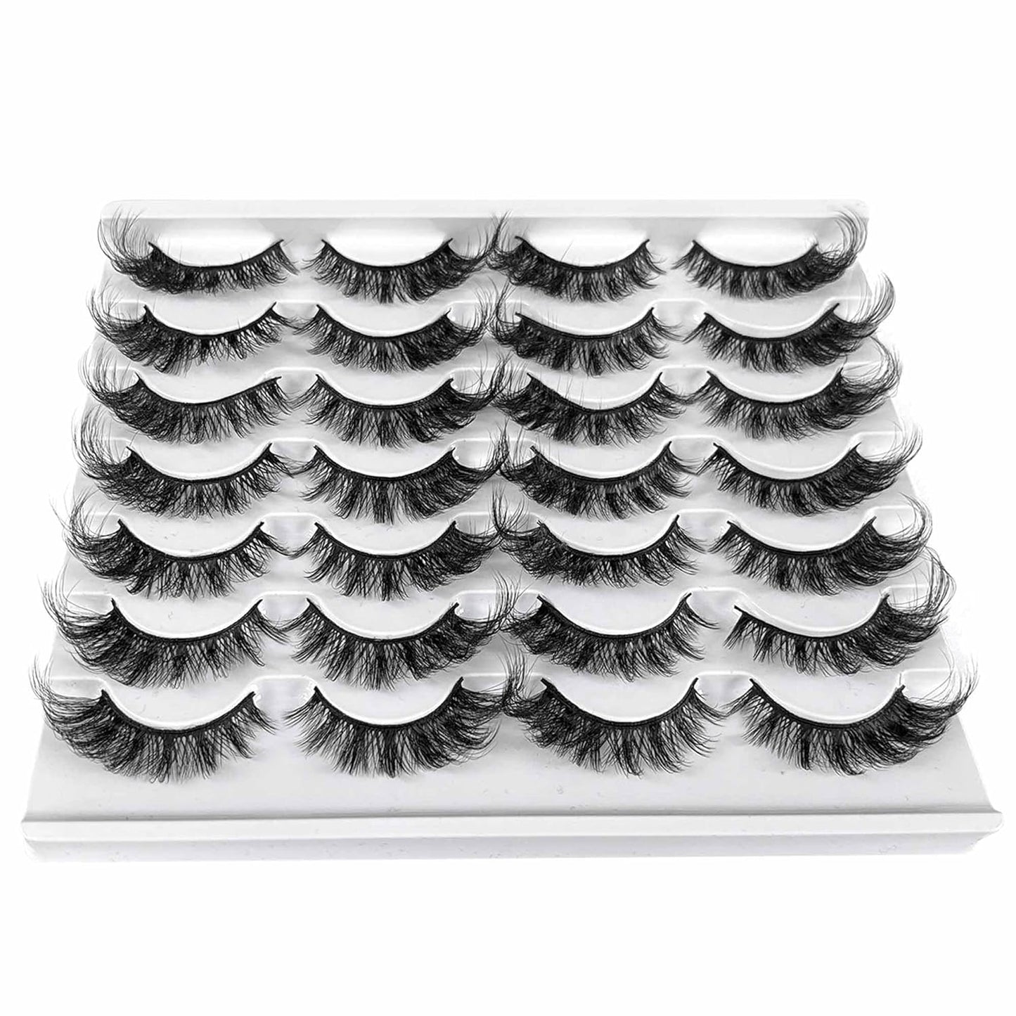 Cat Eye Lashes False Eyelashes Fluffy Volume 18Mm Strip Lashes Wispy Fake Lashes Natural Eyelashes 14 Pairs Pack 9D