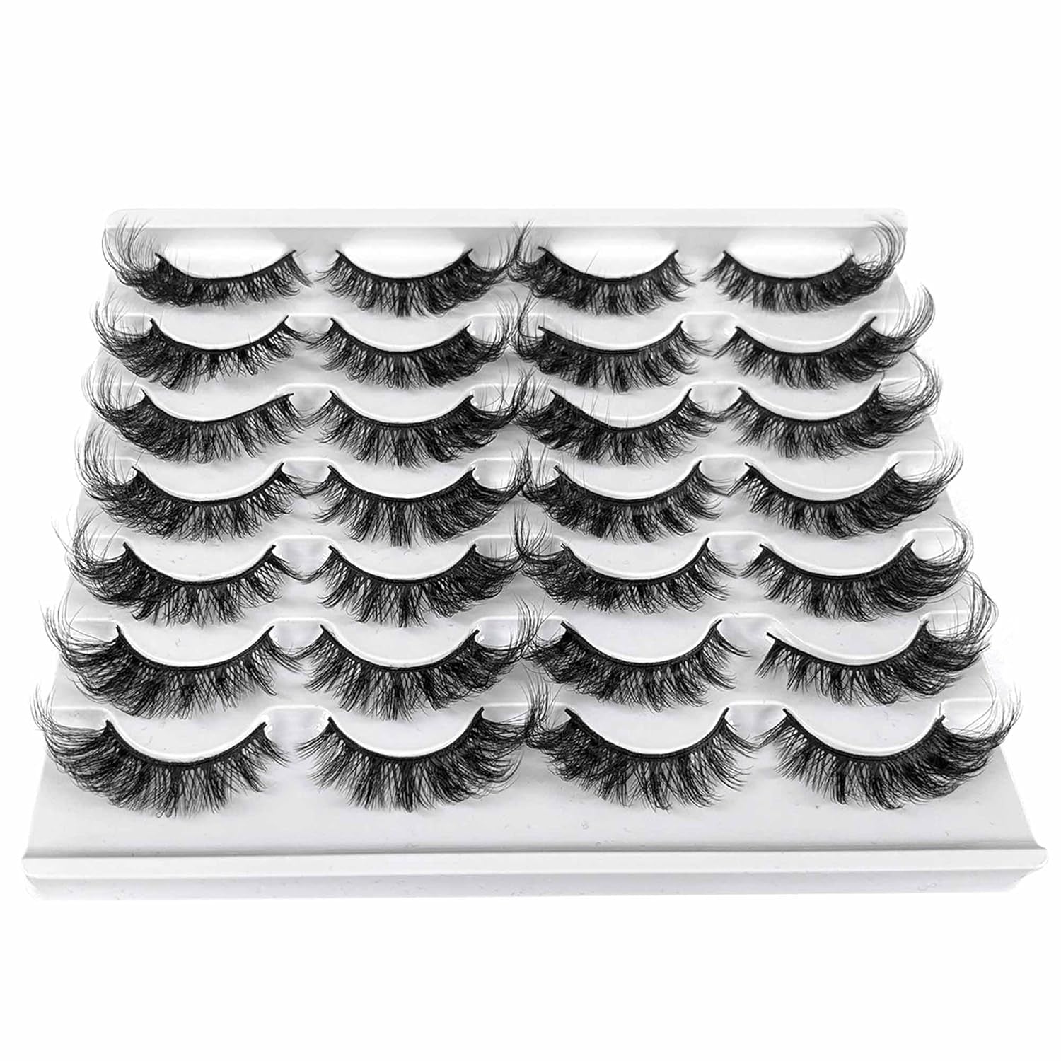 Cat Eye Lashes False Eyelashes Fluffy Volume 18Mm Strip Lashes Wispy Fake Lashes Natural Eyelashes 14 Pairs Pack 9D
