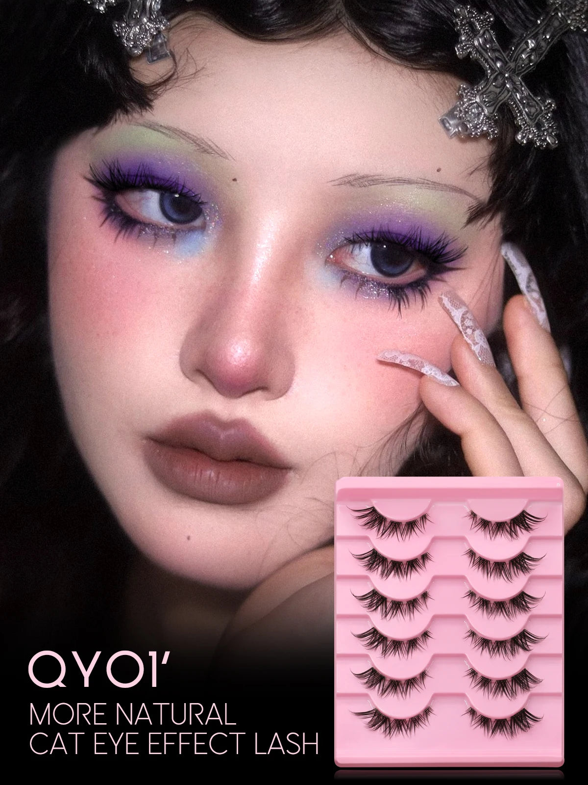 Cat Eye Lashes Faux Mink Eyelashes Fake Lashes Natural Look Wispy Winged End Eye Elongated Eyelashes