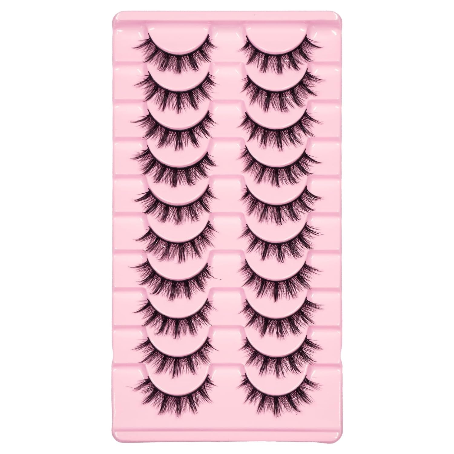 12Mm Manga Natural Look False Eyelashes, Reusable Strip Lashes, Including 10 Pairs of Eye Lashes, Easy to Apply Doll Makeup (01)