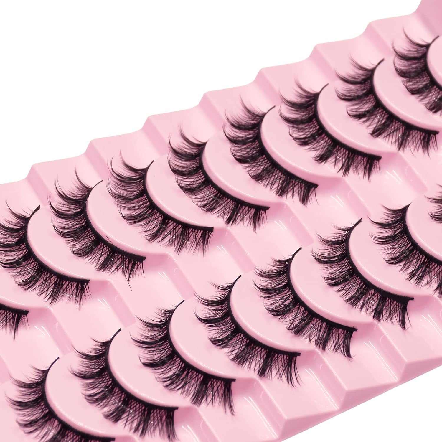 12Mm Manga Natural Look False Eyelashes, Reusable Strip Lashes, Including 10 Pairs of Eye Lashes, Easy to Apply Doll Makeup (01)