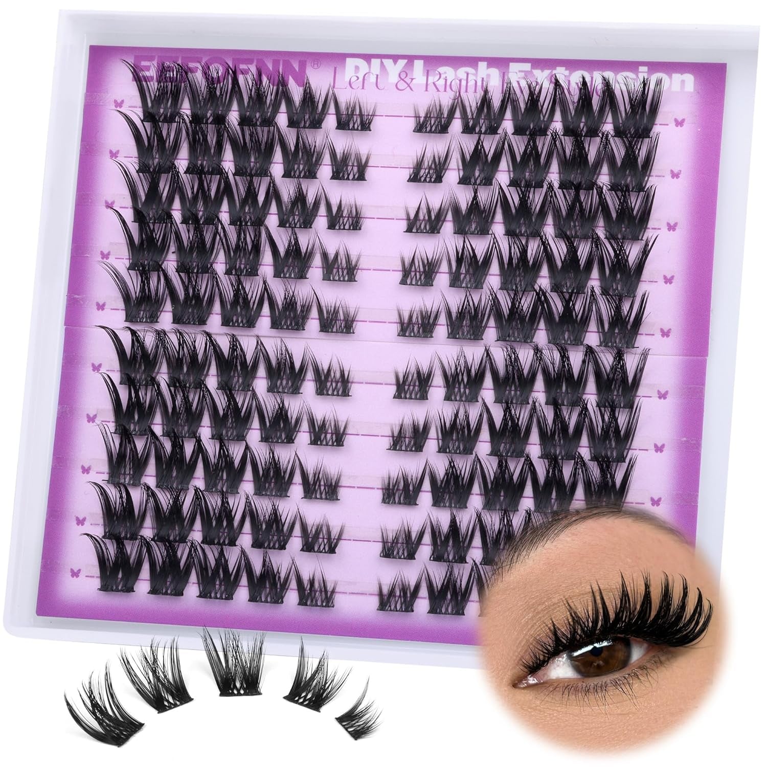 Wispy Cluster Lashes CD Curly Eyelash Clusters Natural Lash Extension Left + Right Cat Eye Lashes Manga Lash Clusters 8-16Mm Lash Extension Volume Cluster Eyelash Extensions DIY at Home