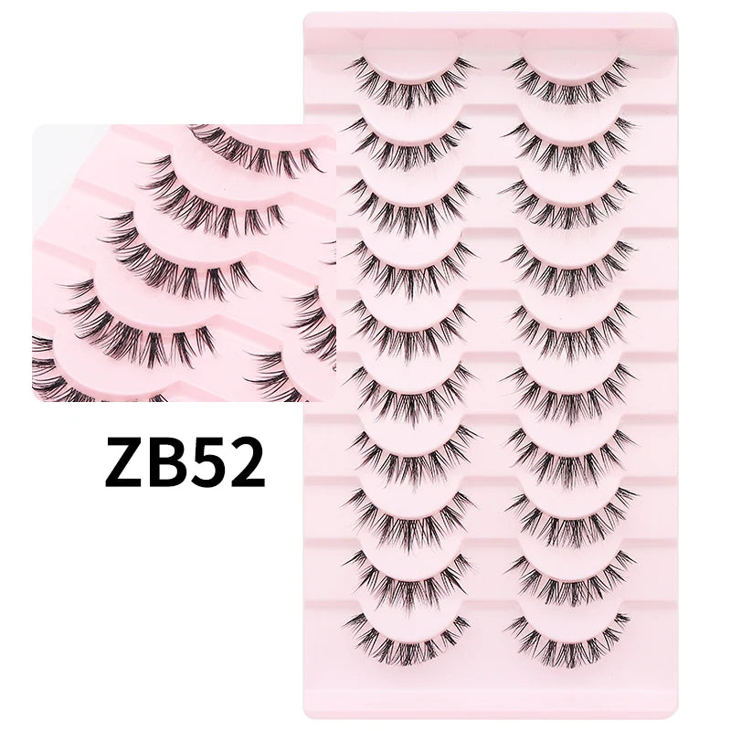 Cat Eye Lashes 10Pairs False Eyelashes Natural Eyelashes Anime Winged Clear Band Lashes Fake Eyelash Manga Lashes Makeup