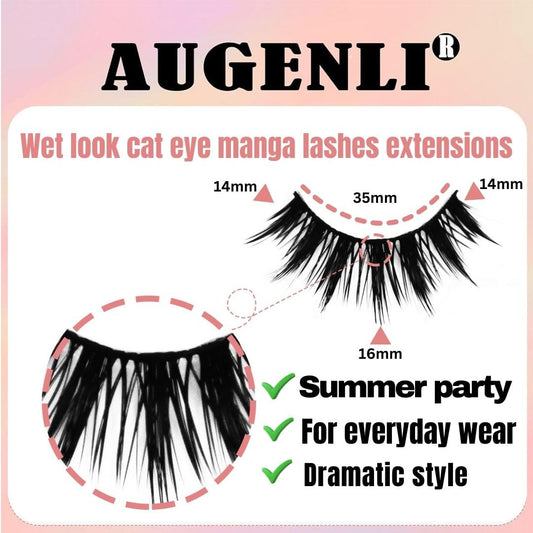 10Pairs Manga Lashes Spiky Cat Eye Lashes Extensions 16Mm Cute Look Lashes Faux Mink Eyelashe (H01)