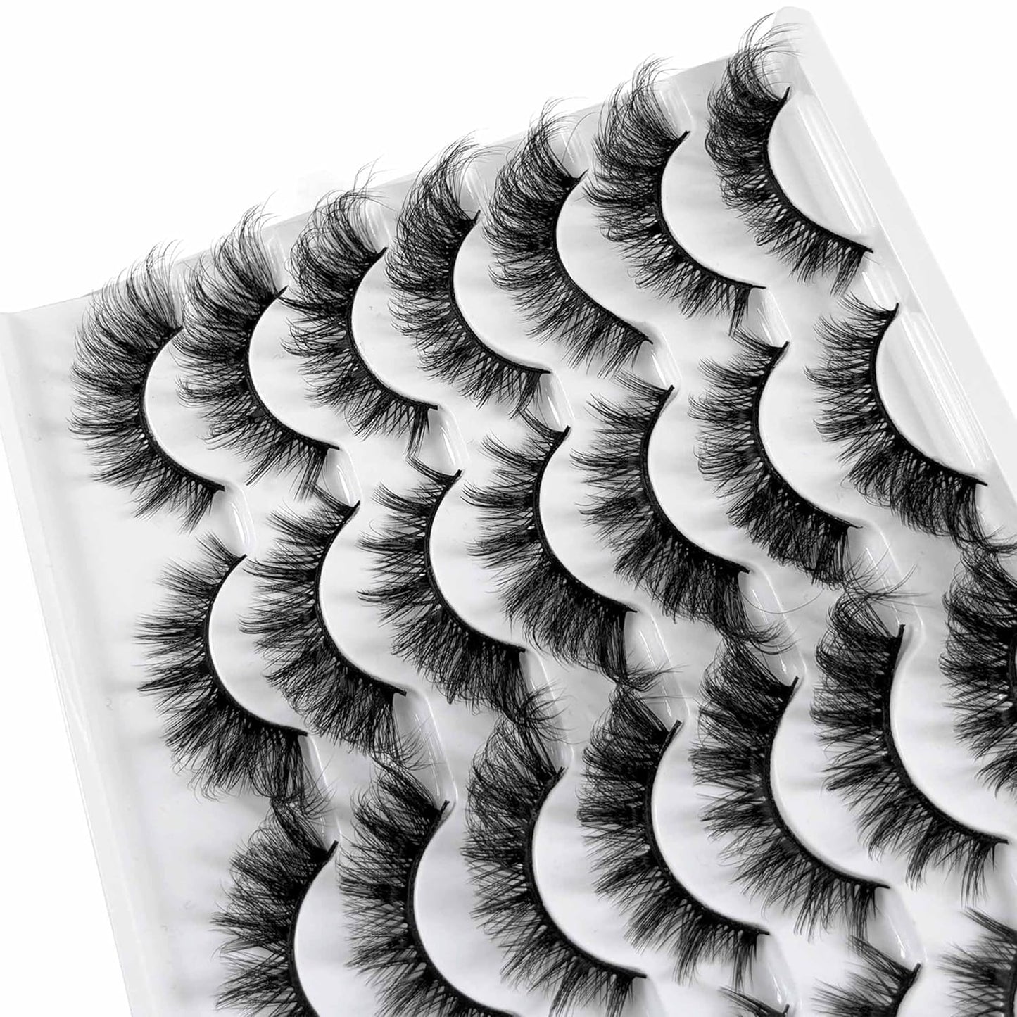 Cat Eye Lashes False Eyelashes Fluffy Volume 18Mm Strip Lashes Wispy Fake Lashes Natural Eyelashes 14 Pairs Pack 9D